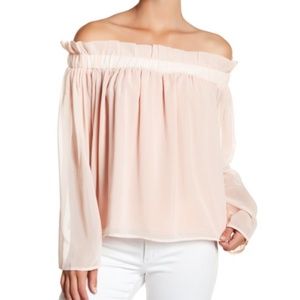 Lucca Couture Blush Off Shoulder Ruffle Top